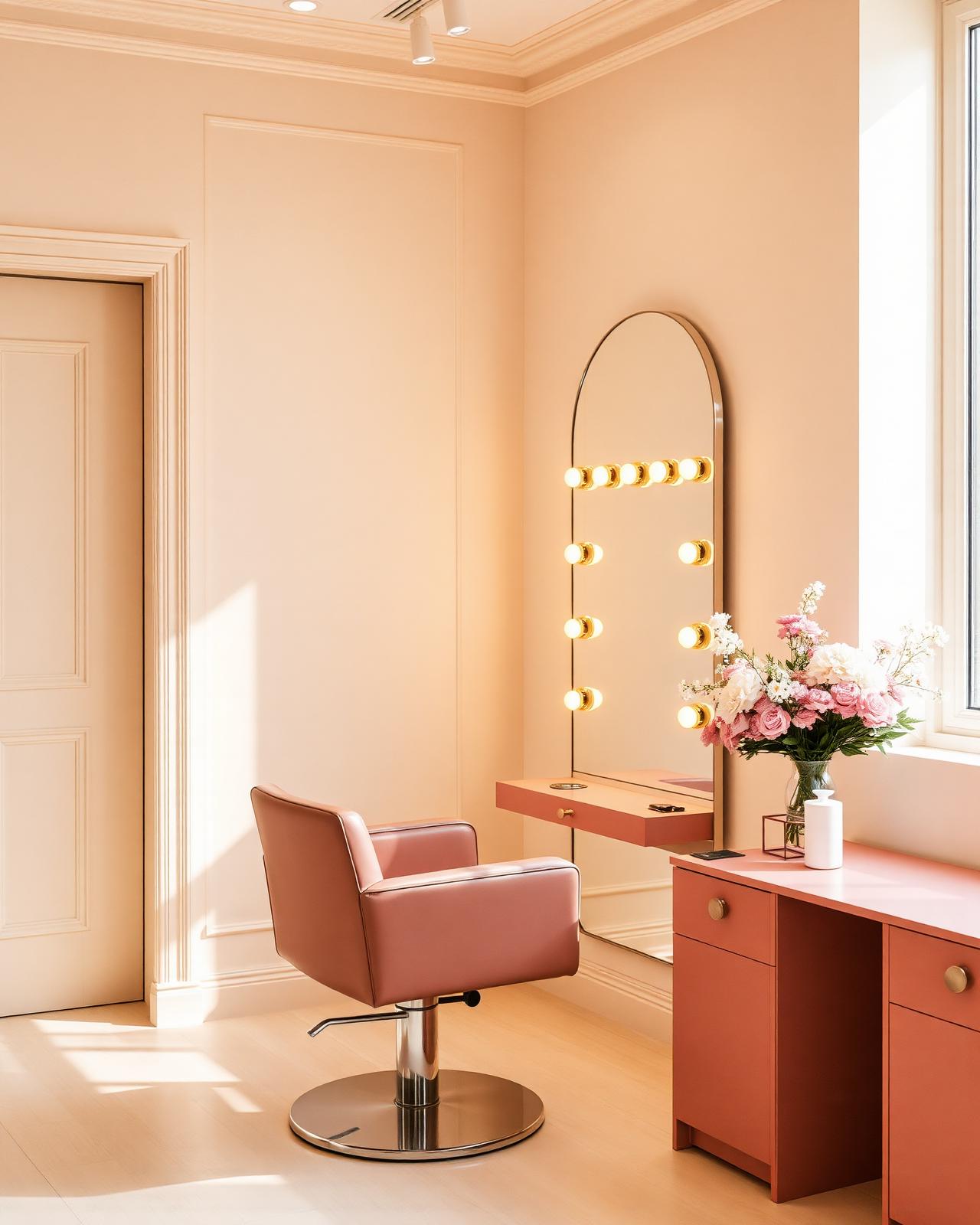 Eleganter Salon-Innenraum mit warmen Cremetönen